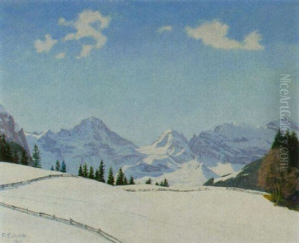 Winterliche Landschaft Im Gebirge by Plinio Colombi