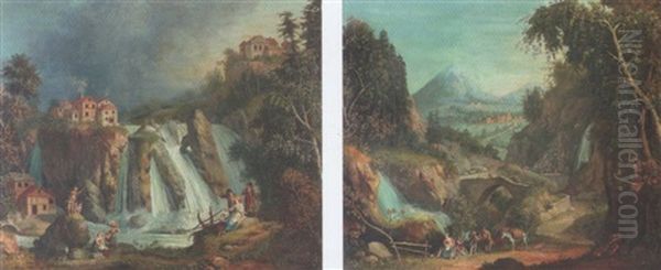 Landschaft Mit Wasserfall Oil Painting by Giovanni Battista Innocenzo Colombo