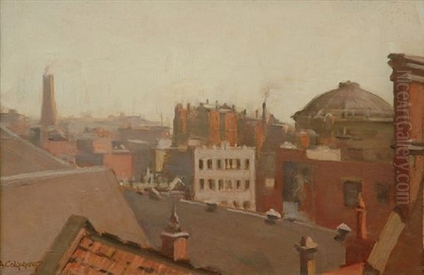 View Of Melbourne Rooftops Oil Painting by Alexander Colquhoun