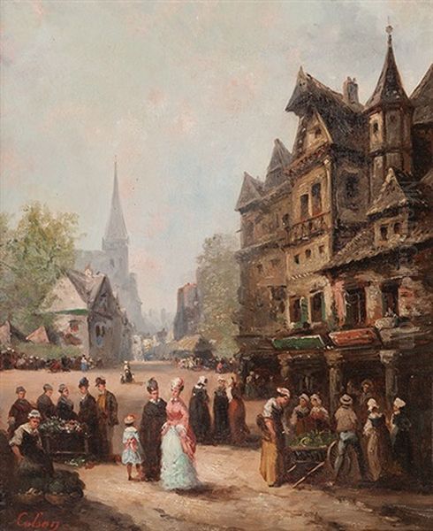 Markt In Einem Kleinen Stadtchen Oil Painting by Guillaume Francois Colson