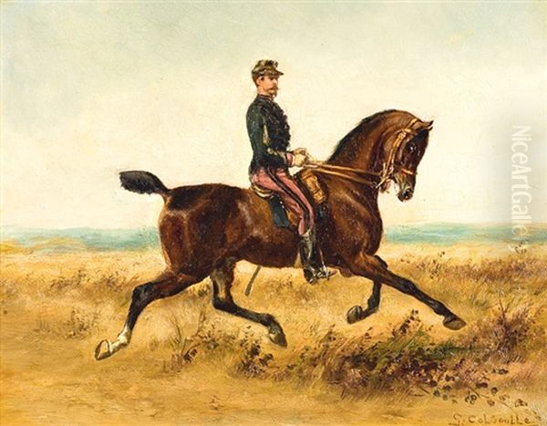 Soldat A Cheval Oil Painting by Gustav Colsoulle