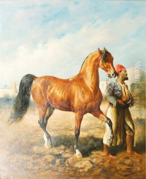 Cavalier Et Sa Monture Oil Painting by Gustav Colsoulle