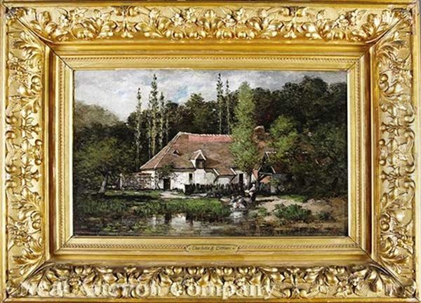 A Lake Cottage, Picardy Oil Painting by Charlotte Buell Coman