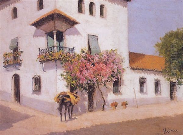 Pueblo Oil Painting by Augusto Comas Y Blanco