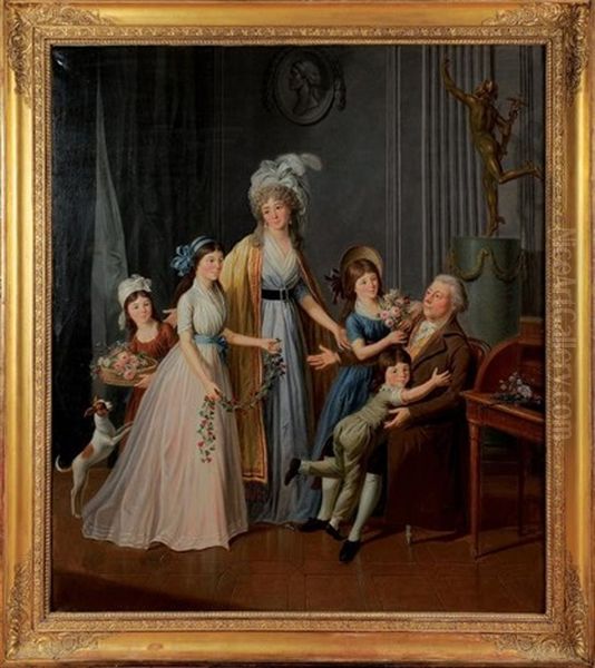 Portrait De La Famille Papillon, De Rouen Oil Painting by Joseph Combette