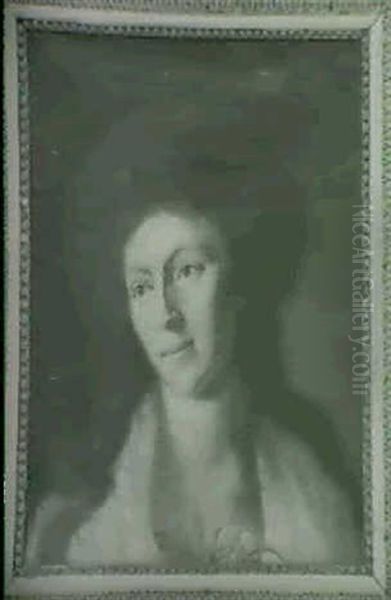 Portrait De Charlotte Thomas En 1791 Oil Painting by Joseph Combette