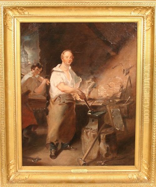 Pat Lyon At The Forge (after John Neagle) Oil Painting by George H. Comegys