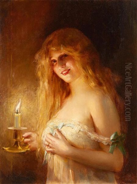 Femme A La Bougie Oil Painting by Leon Francois Comerre