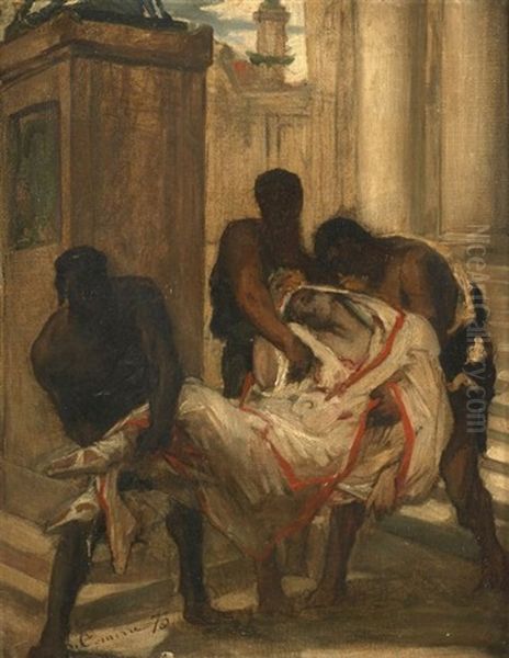 Scene De L'histoire Romaine : La Mort De Cesar Oil Painting by Leon Francois Comerre