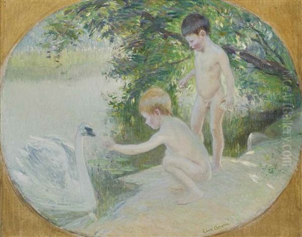 Feeding A Swan Oil Painting by Leon Francois Comerre