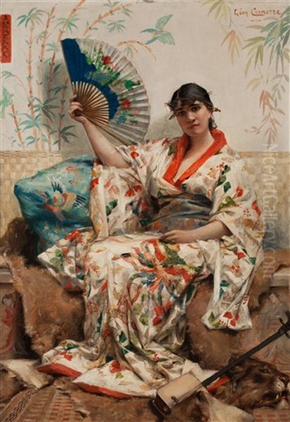 Woman A La Japonaise Oil Painting by Leon Francois Comerre