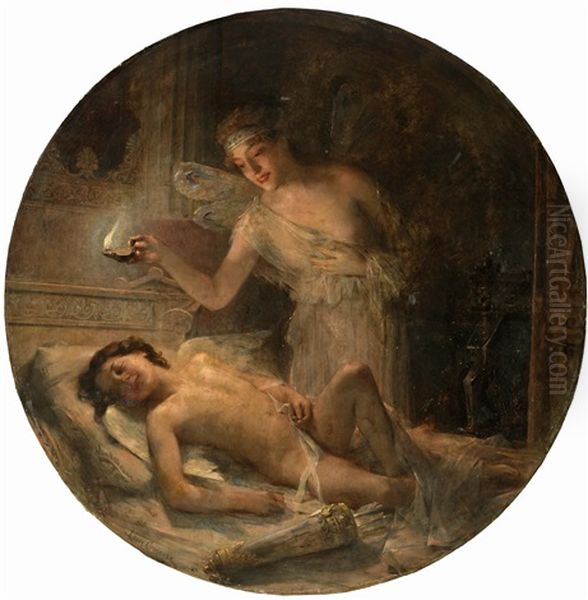 Psyche Discovers Cupid Oil Painting by Leon Francois Comerre