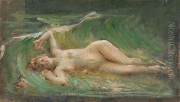 La Vague, Nu Allonge Oil Painting by Leon Francois Comerre