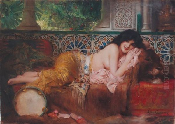 Orientale Allongee Dans Un Palais Oil Painting by Leon Francois Comerre