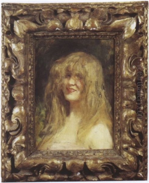 Portrait De Madame Comerre (le Sourire Blond) Oil Painting by Leon Francois Comerre