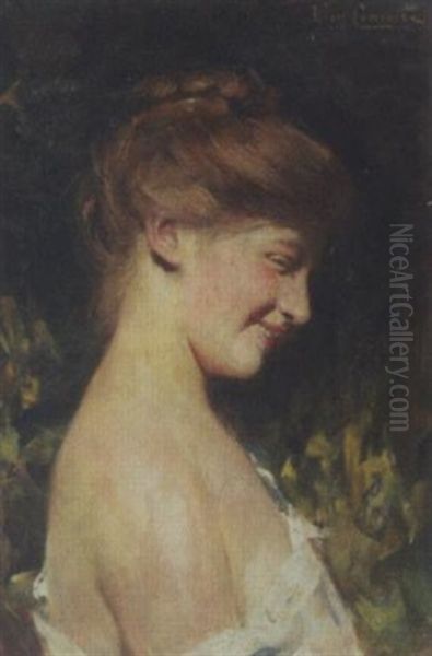 Lachende Junge Frau Mit Entbloster Schulter Oil Painting by Leon Francois Comerre