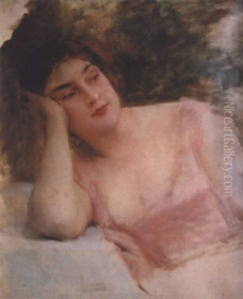 Jeune Femme Revant Oil Painting by Leon Francois Comerre