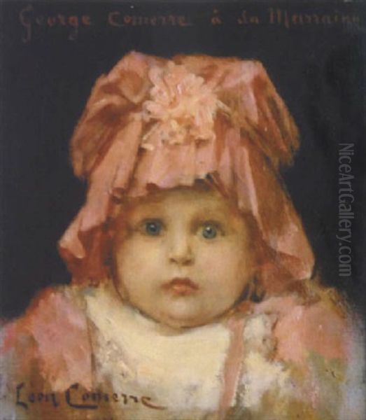 Bebe Bonnet Rose Oil Painting by Leon Francois Comerre