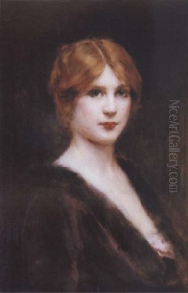 Portrait De Jeune Fille Rousse Oil Painting by Leon Francois Comerre