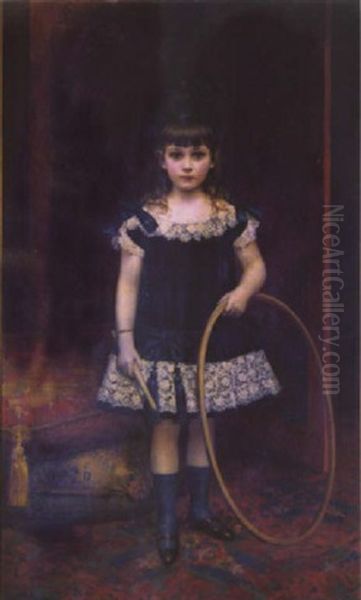 La Petite Fille Au Cerceau Oil Painting by Leon Francois Comerre