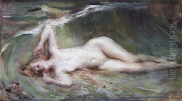 Femme Dans Les Vagues Oil Painting by Leon Francois Comerre