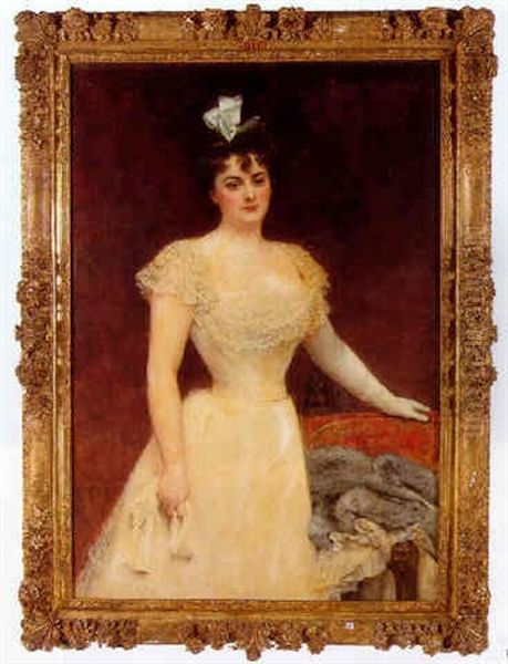 Portrait De Femme En Robe Blanche Oil Painting by Leon Francois Comerre