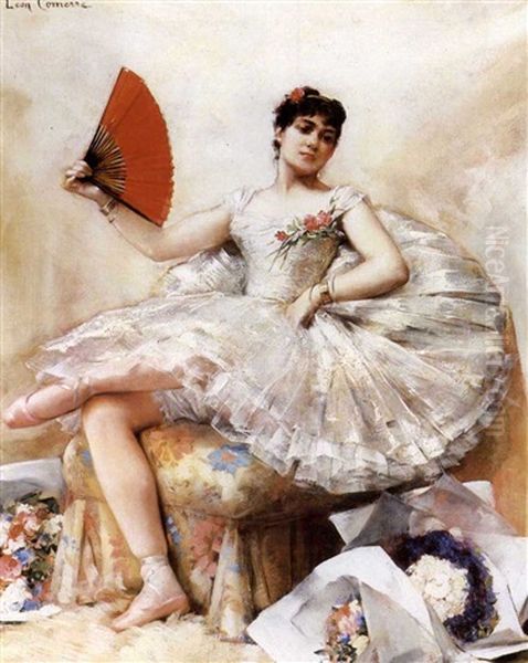 The Prima Ballerina Rosita Mauri With Floral Tributes Oil Painting by Leon Francois Comerre