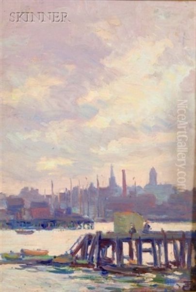 Gloucester Harbor Oil Painting by Eben Farrington Comins