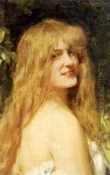 Jeune Fille Au Cheveux Longs Oil Painting by Leon Commere