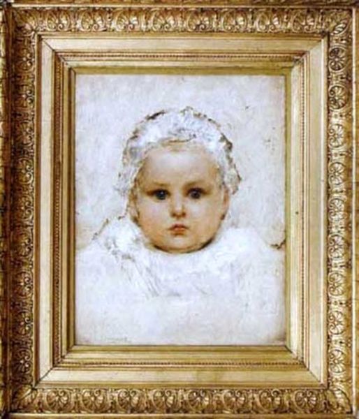 Portrait De La Fille Du Peintre - Geo Bebe Oil Painting by Leon Commere