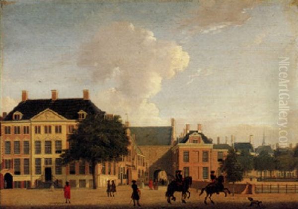 The Hague, A View Of The Vijverberg Towards The Gevangenpoort Oil Painting by Jan ten Compe