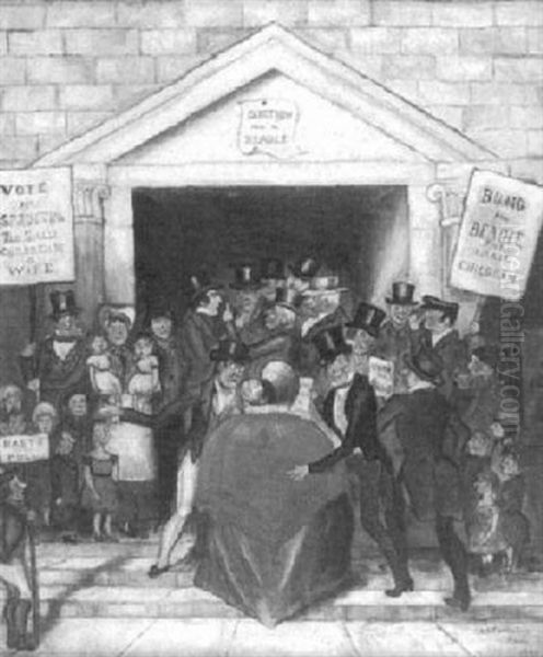 Election For A Beadle Oil Painting by Charles Compton