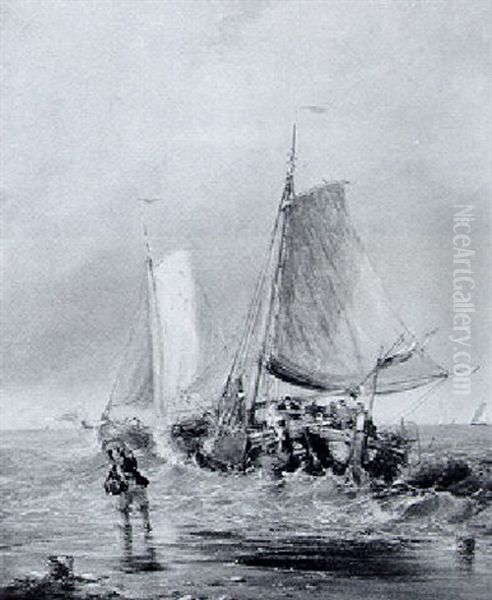 Fischerboote Am Seeufer Oil Painting by Charles Compton