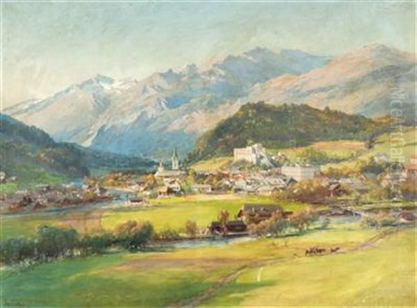 Blick Auf Gmund In Karnten Oil Painting by Edward Theodore Compton