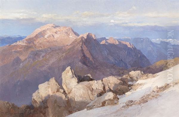 Hoher Goll Vom Watzmann-hocheck Oil Painting by Edward Theodore Compton