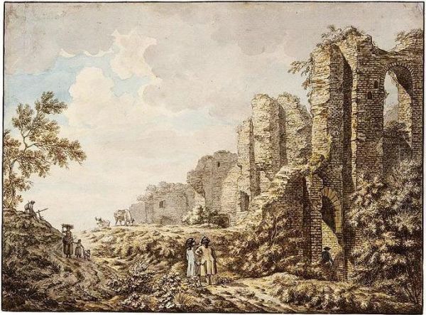 The Ruins Of Brederode Castle Oil Painting by Anthony Andriessen