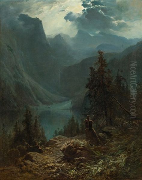 Obersee In The Moonlight Oil Painting by Edward Theodore Compton