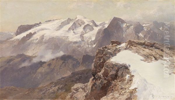 Ansicht Der Marmolata Vom Piz Boe Aus Oil Painting by Edward Theodore Compton