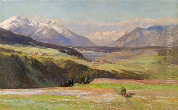 View From Igls Into The Upper Inn Valley Oil Painting by Edward Theodore Compton