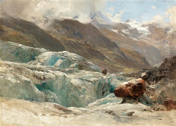 View Of The Grosglockner As Seen From Kodnitztal Oil Painting by Edward Theodore Compton