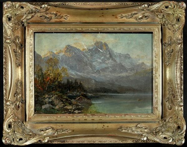 Zugspitze Mit Eibsee Oil Painting by Edward Theodore Compton