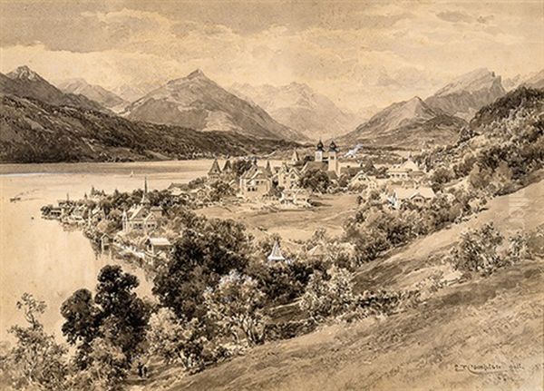 Blick Uber Millstatt Und See Oil Painting by Edward Theodore Compton