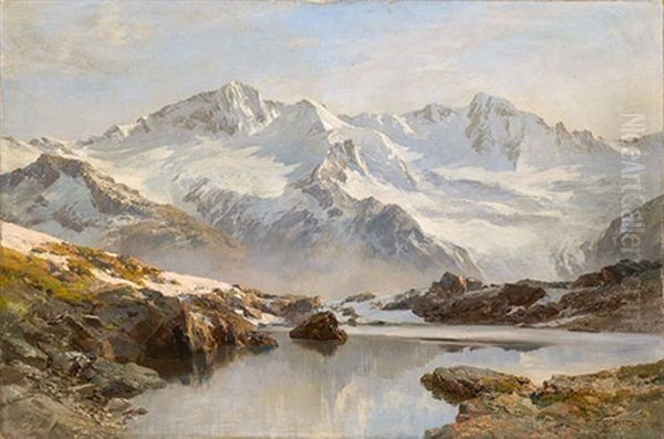 Blick Auf Den Schwarzsee Mit Hornspitze Und Grossen Moseler (zillertal) Oil Painting by Edward Theodore Compton