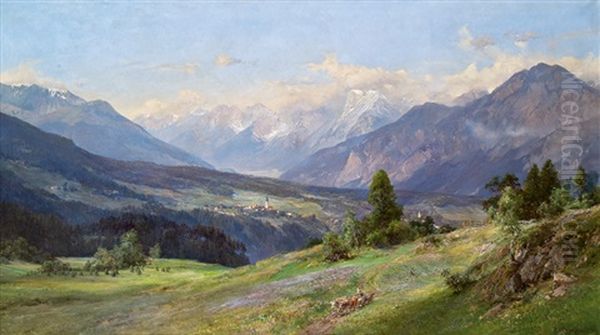 Oberes Inntal Von Nahe Igls Oil Painting by Edward Theodore Compton