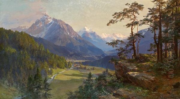 Stubaital Von Nahe Igls Oil Painting by Edward Theodore Compton