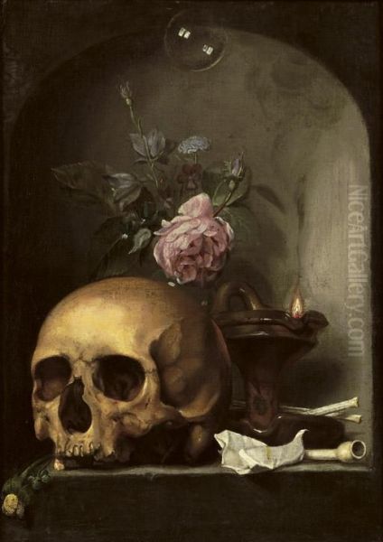 A 'vanitas' With A Skull Oil Painting by Hendrick Andriessen