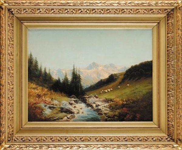 Paysage Anime En Montagne Oil Painting by Edward Theodore Compton