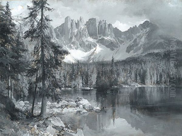 Osengarten- Und Latemargruppe, Karersee Oil Painting by Edward Theodore Compton