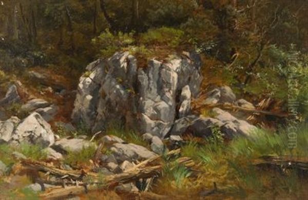 Waldstuck Mit Felsen (+ Another (study); 2 Works) Oil Painting by Edward Theodore Compton