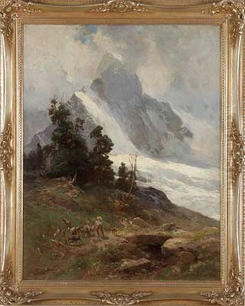 Ziegenhirten Vor Dem Matterhorn Oil Painting by Edward Theodore Compton